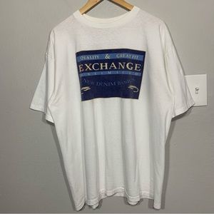 Vintage 90s Exchange Unlimited‎ Denim White Single Stitch Tee XL